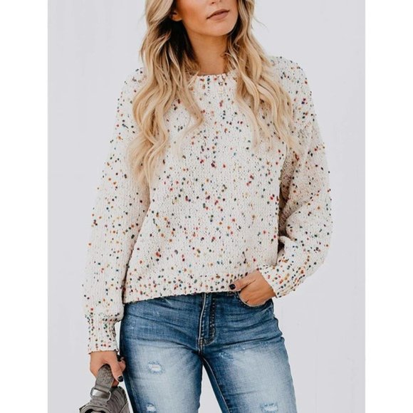 7 For All Mankind Sweaters - 7 FOR ALL MANKIND / SEVEN7 Sweater, White Colorful Polka Dot Confetti Knit, XL